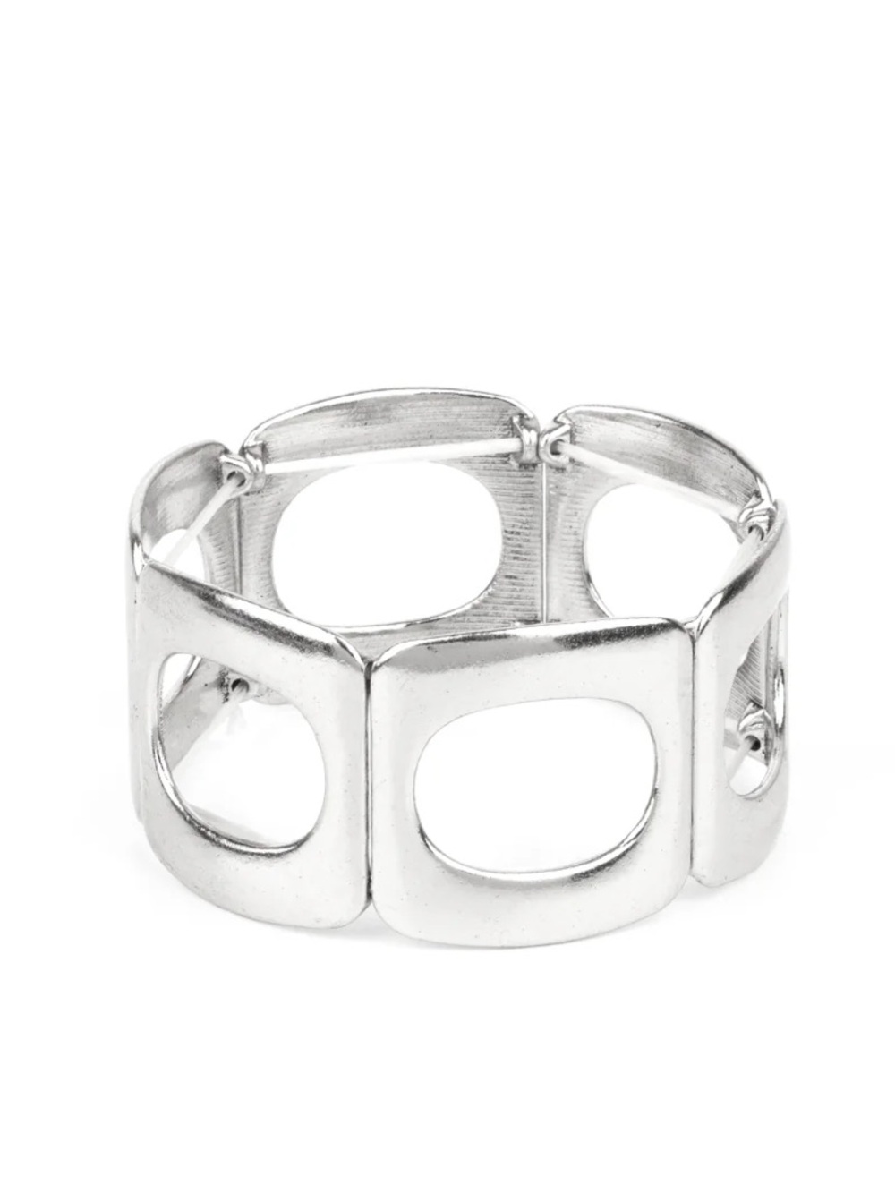 Silver Open-Link Stretch Bracelet